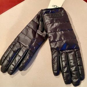 Ugg Australia Leather Sherpa Fabric Gloves Touch Water Resist Fur Lined S/M NWT